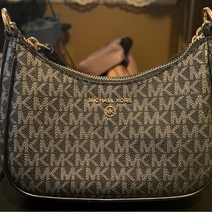 Michael Kors Black and Gray Monogram Shoulder Bag